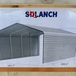 New SD Lanch SDLC1220 Metal Carport, Enclosed Sides, 12' x 20'
