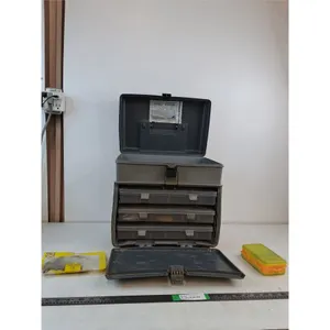3 Drawer Tackle Box With Various Fishing Lures  15"x9"x15" ( as is, cannot ship)