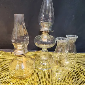 Vintage Oil Lamps 13" and 18" with 2 Extra