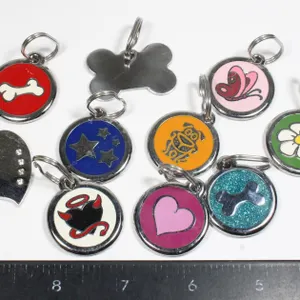 LOT OF BLANK READY TO ENGRAVE DOG COLLAR TAGS OR USE