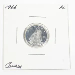1966 CANADA .10 CENTS SILVER COIN