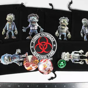 6 ZOMBIE THEMED DRAW STRING GIFT BAGS