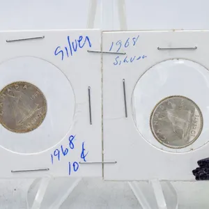 TWO 1968 SILVER CANADIAN DIMES
