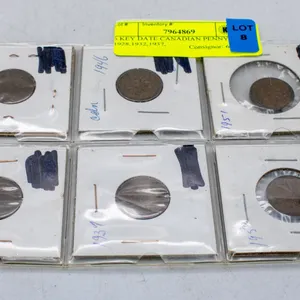 6 KEY DATE CANADIAN PENNYS 1928,1932,1937,