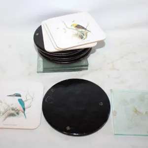 VINTAGE COASTERS, EIGHT GLASS AND