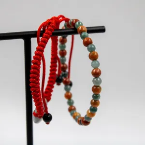 #141-NATURAL JADE JADEITE DONUT & BEAD BRACELET