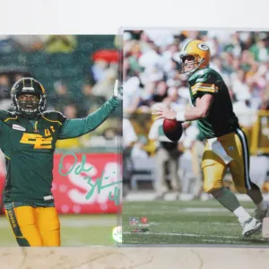 (2) UNVERIFIED SIGNED FOOTBALL PICTURES