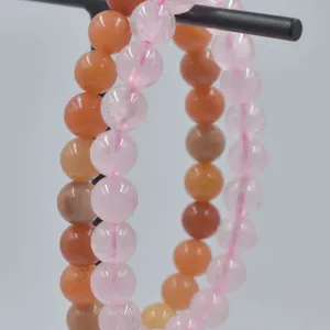 #46- NATURAL ORANGE  AVENTURINE & PINK ROSE QUARTZ