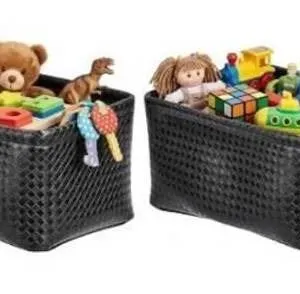 Amazon Basics Storage Bins – Metallic Black, 2-Pack