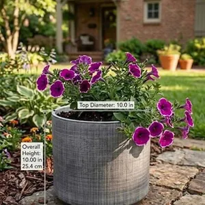 Large Rivet Stoneware Planter, Dark Grey 10 in H x 8 in W x 10 in D