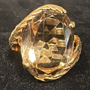APPROX 10K LADIES RING SET WITH SMOKY QUARTZ (6.8G)