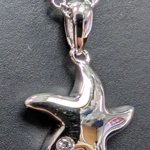 SILVER(2.68G), NATURAL DIAMOND (0.01CT) NECKLACE 15"