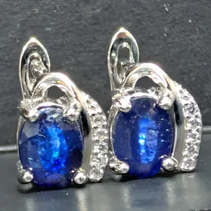 SILVER(3.01G), SAPPHIRE (2CT) EARRING, SUGGESTED RETAIL VALUE $300