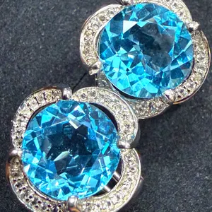 SILVER(4.4G), BLUE TOPAZ (5.5CT) EARRING, SUGGESTED RETAIL VALUE $320