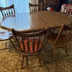 Wood Dining Table w/ 6 Matching Dining Chairs