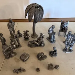 13+/- Pewter Figurines, Small Pewter Pieces,