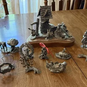 1 Pewter Figurine Set, 14+/- Pewter Figurines