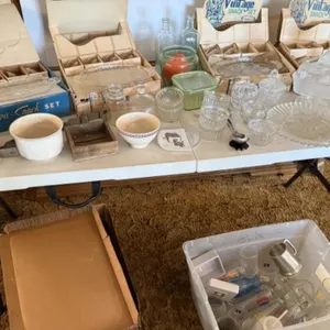 4 Snack Tray Sets, Misc. Glasses, Refrigerator
