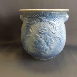 Blue and White Stoneware Slop Jar Featuring