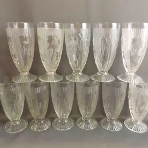 11 Vintage Jeannette Glass Tumblers - Clear Iris