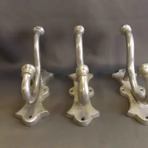 3 Silver Colored Aluminum Coat Hooks - Large