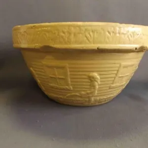 10" Vintage Yellow Stoneware Mixing Bowl Featuring