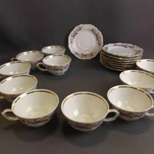 10 Vintage Walbrzych White Porcelain Tea Cups