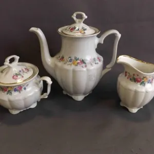 Vintage Walbrzych White Porcelain Tea Set with