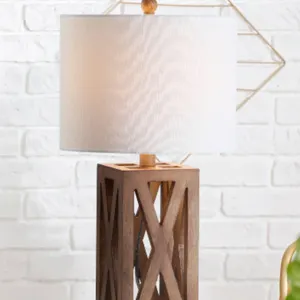 NEW $109 Farmhouse Wood LED Table Lamp
