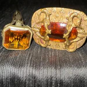 Brass Hatpins with Amber Stones