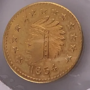 1854 United States California Gold 1/2 Indian Head Bear Design Fractional Token