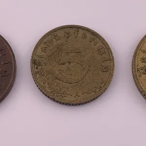 1930s–1940s Germany Third Reich Zinc Reichspfennig Coins (1, 5 & 10 Pfennig Assortment Lot)