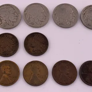 1936 United States 5¢ Buffalo Nickel & Early 1900s–1920s Indian Head / Lincoln Wheat Cent Mixed Coin