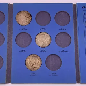 1921–1927 United States Silver Dollar Coin Folder – Partial Set Morgan & Peace Dollars Album