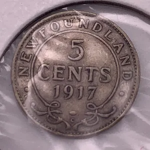 1917 Newfoundland 5 Cents Coin – George V Silver Five Cent Piece