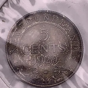 1929 Newfoundland 5 Cents – George V Silver Coin