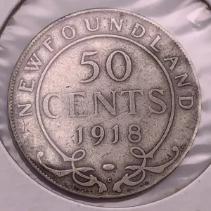 1918 Newfoundland 50 Cents – George V Silver Coin