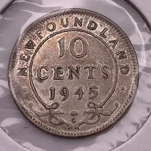 1945 Newfoundland 10 Cents Silver Coin – King George VI
