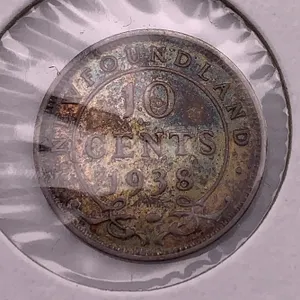 1938 Newfoundland 10 Cents Silver Coin – King George VI