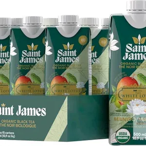 New Saint James Iced Tea x The White Lotus Limited Edition - Organic Black Tea - Non-GMO, Gluten Free, Zero Calorie, Zero Sugar - Mango, 12 Pack (500m