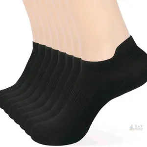 8 New Pairs Black Size MED (6-11) Unisex Corlap No-Show Ankle Socks (Black)