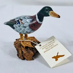 Handcrafted Wildlife Wood Carving - Handpainted