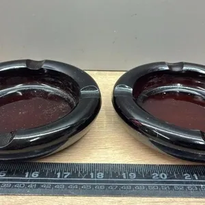 Pair of 6” Brown Glass Ashtrays.  *Important note: