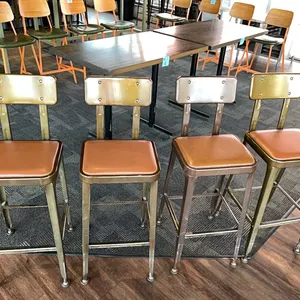 4 bar stools, metal frame with upholstered seats, 30” seat height