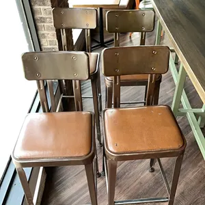 4 bar stools, metal frame with upholstered seats, 30” seat height