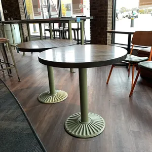 2 Single Pedestal Restaurant Tables, 30” tall, 30” diameter, 1-3/4” thick top, metal base