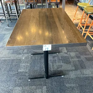1 tall double pedestal restaurant table, 48x30x35.5”, wooden top 1 3/4” thick
