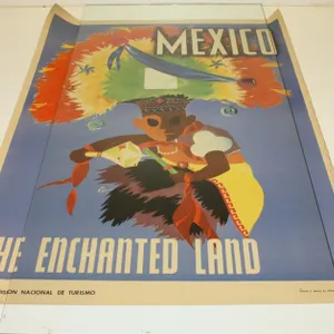 Vintage 1950s Mexico “The Enchanted Land” Travel Tourism Poster,