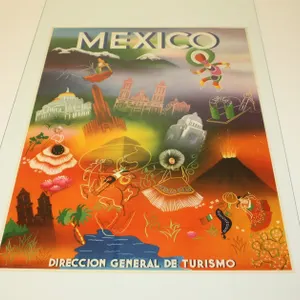 Vintage 1950s Mexico Direction Of Tourism Travel Poster,