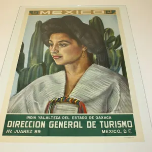 Vintage 1950s Oaxaca Mexico Travel Tourism Poster, Original